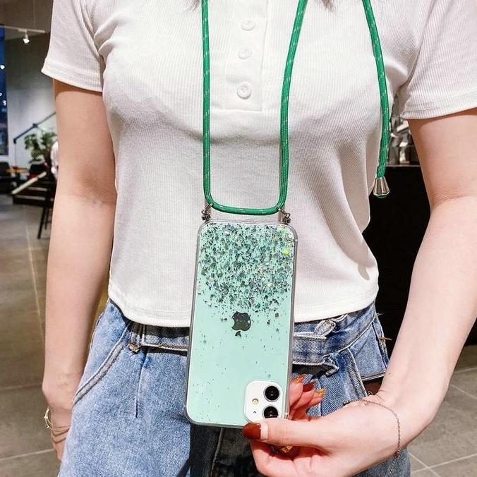 Case Tali Nagita Oppo Reno 6 5G 2021 Lanyard Glitter Gantungan