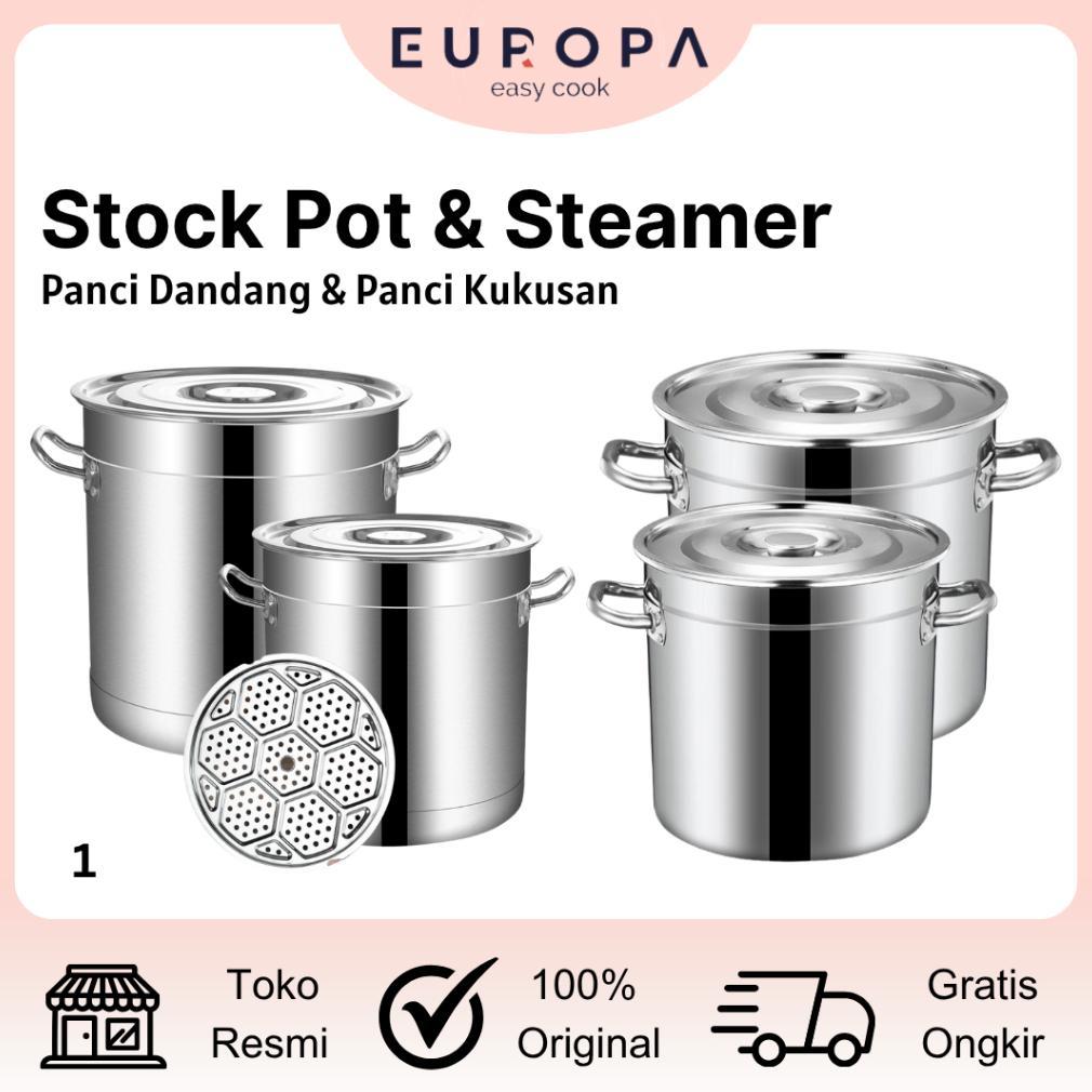 Panci Dandang Stainless Steel Tebal Panci Bakso Stockpot Panci Kukus Panci Besar EUROPA