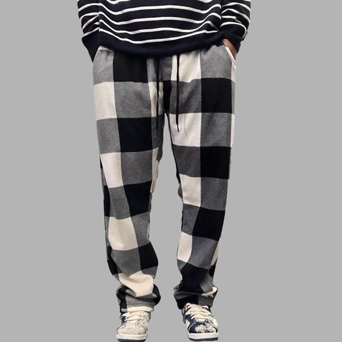 Celana Panjang Pria Dewasa Flanel Tartan Pants Troublemaker PLAID Kotak Kotak