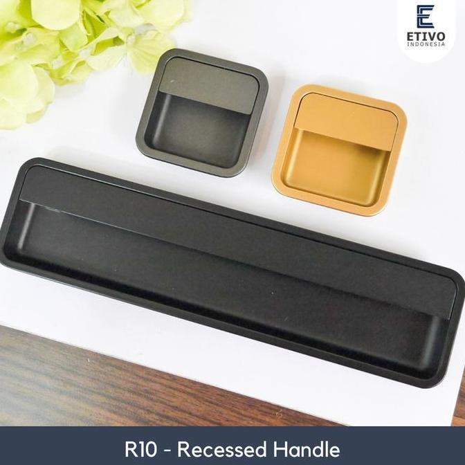 NEW ETIVO R10 RECESSED HANDLE PAIR BLACK | TARIKAN LACI TANAM GAGANG LEMARI ORI