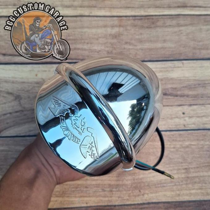 Headlamp Topi Bulat . Lampu Pet Bulat . Lampu motor classic . Foglamp Klasik [terbaik]