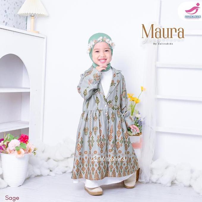 Zalira Kids Original Maura Dress Long Blazer anak Perempuan Multifungsi usia 2 - 7 Tahun Baju Lebara