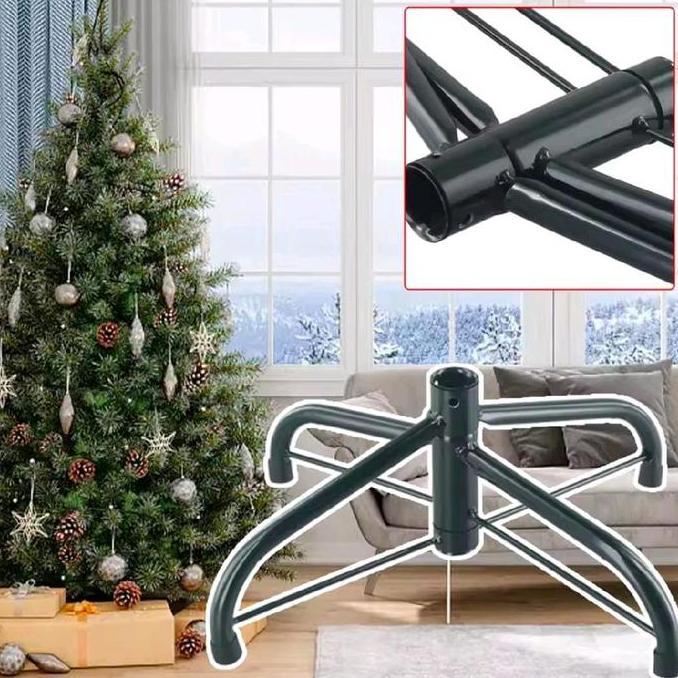 Kaki Pohon Natal Stand Logam Berdiri Dasar Rak Aksesoris untuk Dekorasi Natal 45cm/50cm Besi Hijau M