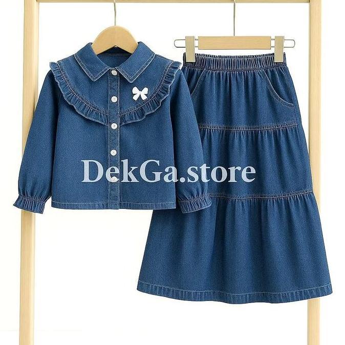 Alesha Setelan Rok jeans Anak perempuan baju muslim anak 3-10tahun Terlaris