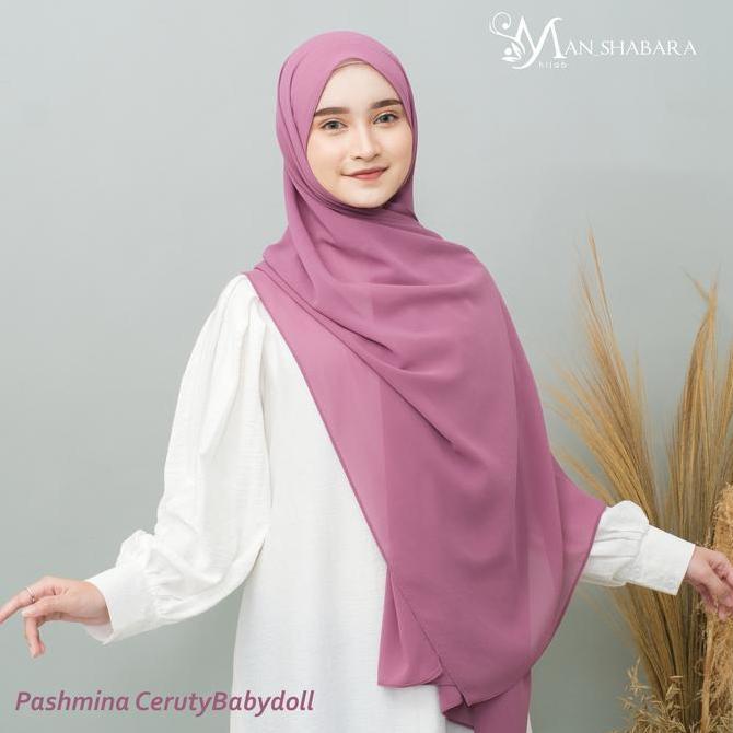 Pashmina Ceruty Babydoll | Hijab Polos Jahit Tepi Elegan Panjang 180 cm & 200 cm ManShabaraHijab