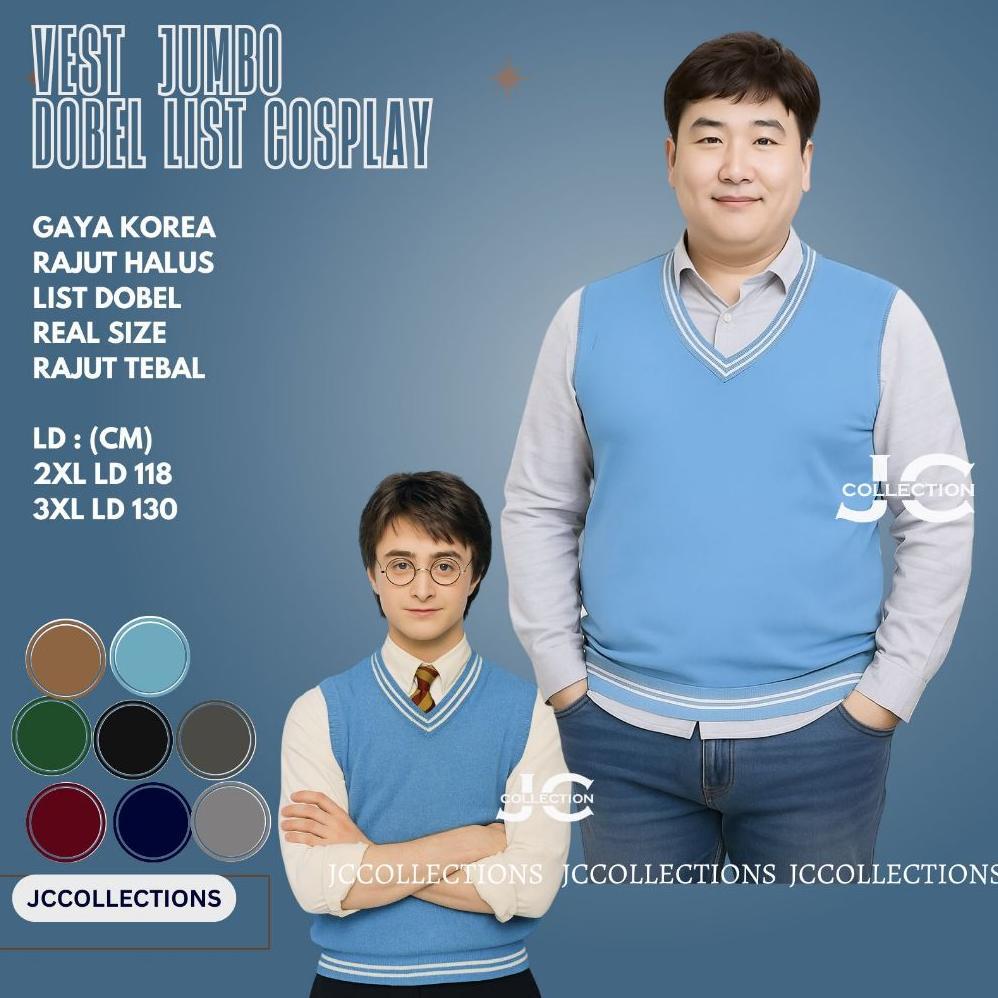 Rompi Rajut Jumbo XXXL Vest Korea Vneck List Hery Potter JCCollections.id