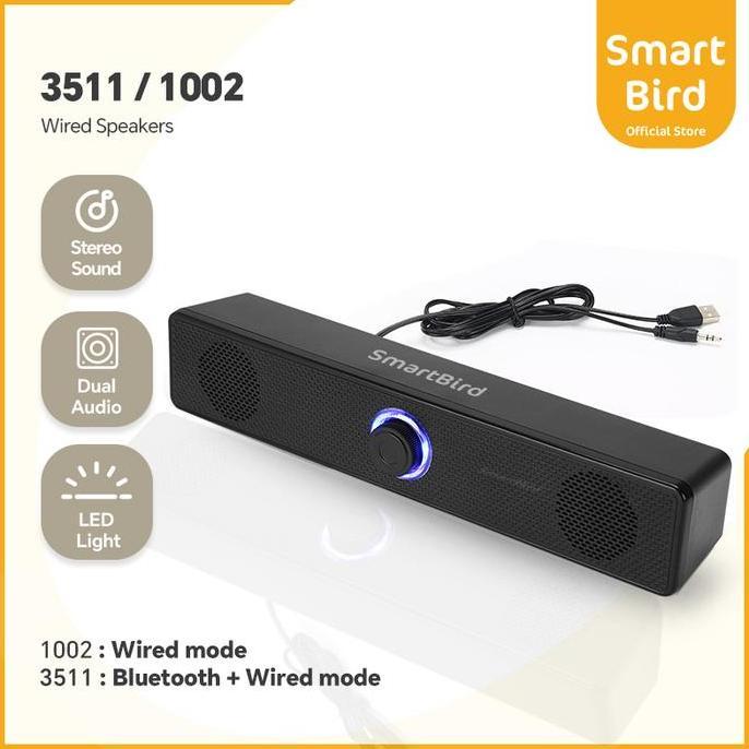 FAKINAJAYUUU - SMARTBIRD 3511/3512 LED SOUNDBAR SPEAKER BLUETOOTH/WIRED, GAMING SUBWOOFER