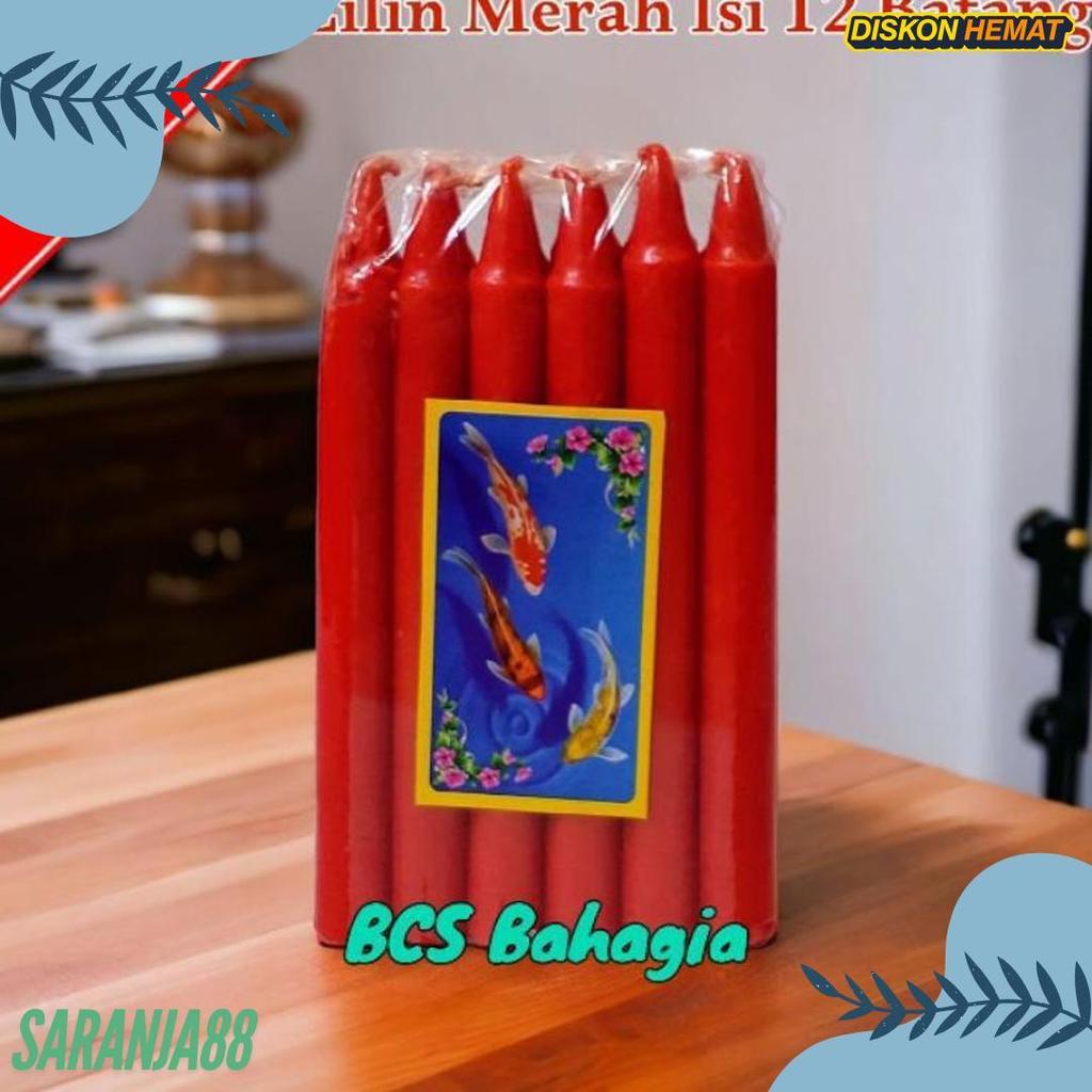 Wajib Punya Lilin Merah Sembahyang Isi 12 Batang Ukuran Besar / Lilin Sembahyang / Lilin Merah / Lil