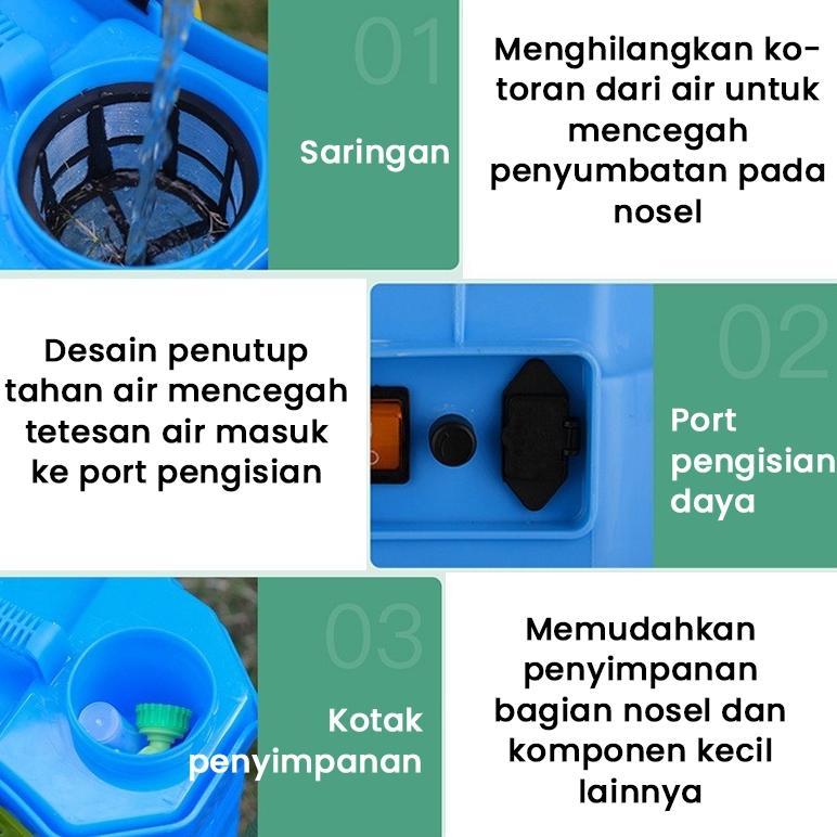 Sprayer Elektrik 20 Liter Merk Imisa & Farmjet, Desain Tahan Lama, Gendong Nyaman, untuk Semprot Tan