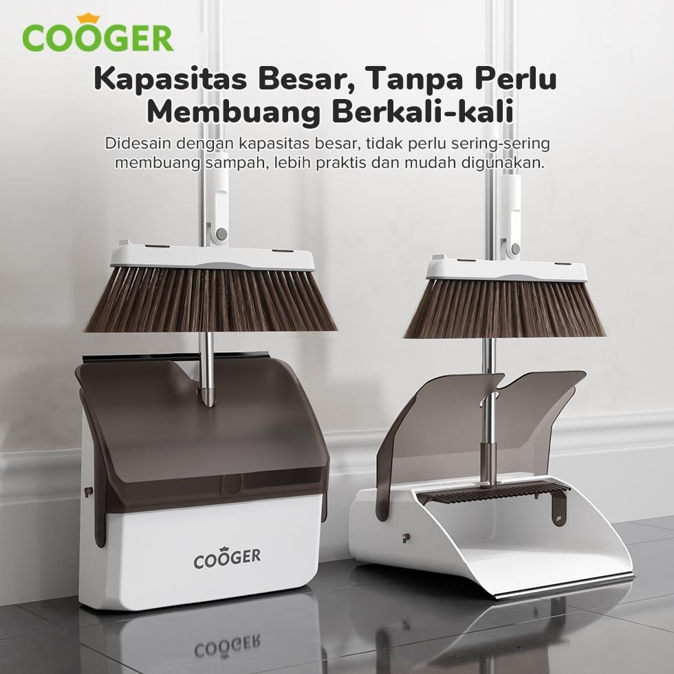 COOGER Sapu Pengki Otomatis Dapat Ditekuk Set Sapu Dan Alat Pel Standing Peras Otomatis Standing Mop