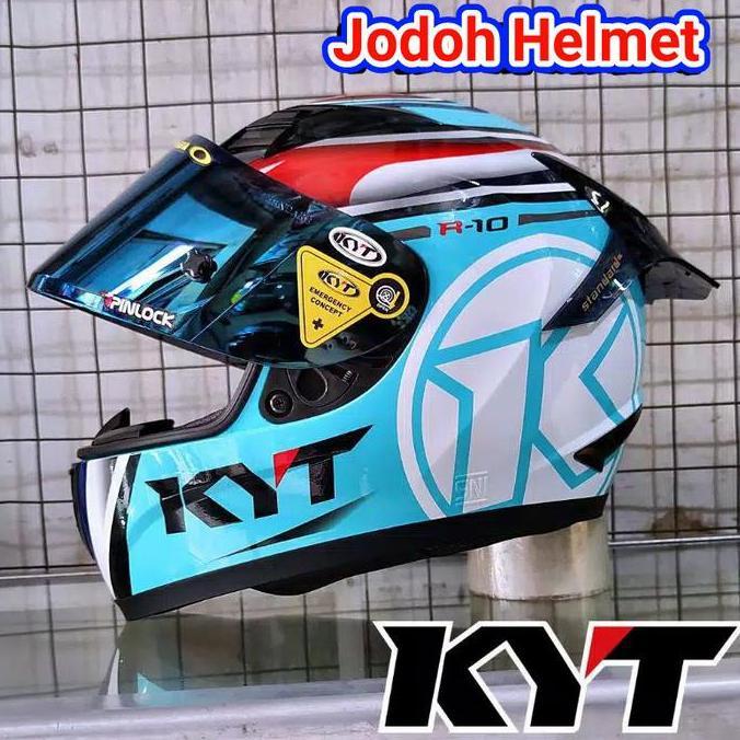 KYT HELM R10 MOTIF AQUA MARINE PAKET GANTENG