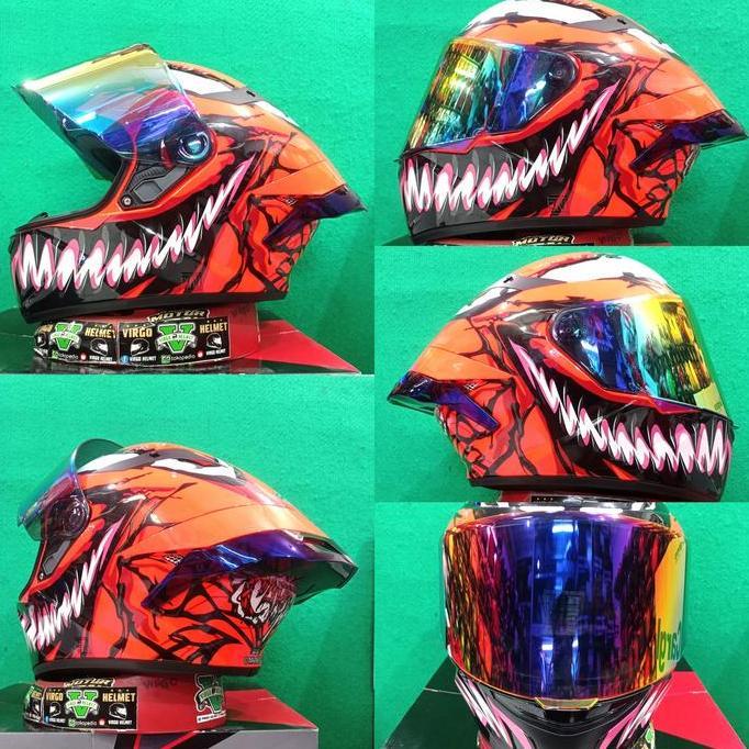 HELM KYT TT COURSE MARVEL VENOM CARNAGE | PAKET GANTENG VISOR IRIDIUM+