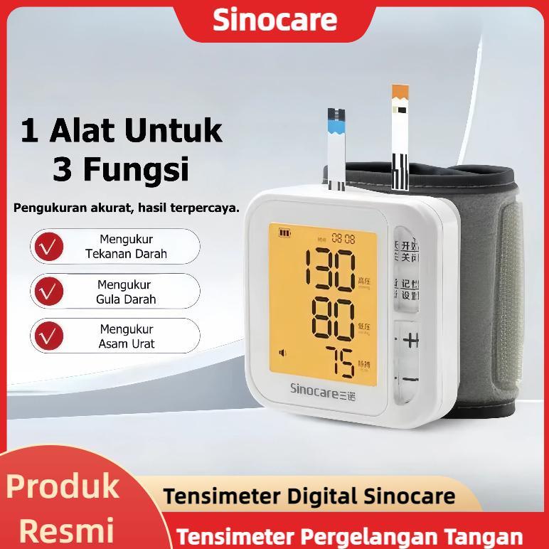 Tensimeter Digital Pergelangan Tangan 3 in 1 sinocare  alat cek gula darah alat cek gula darah lengk
