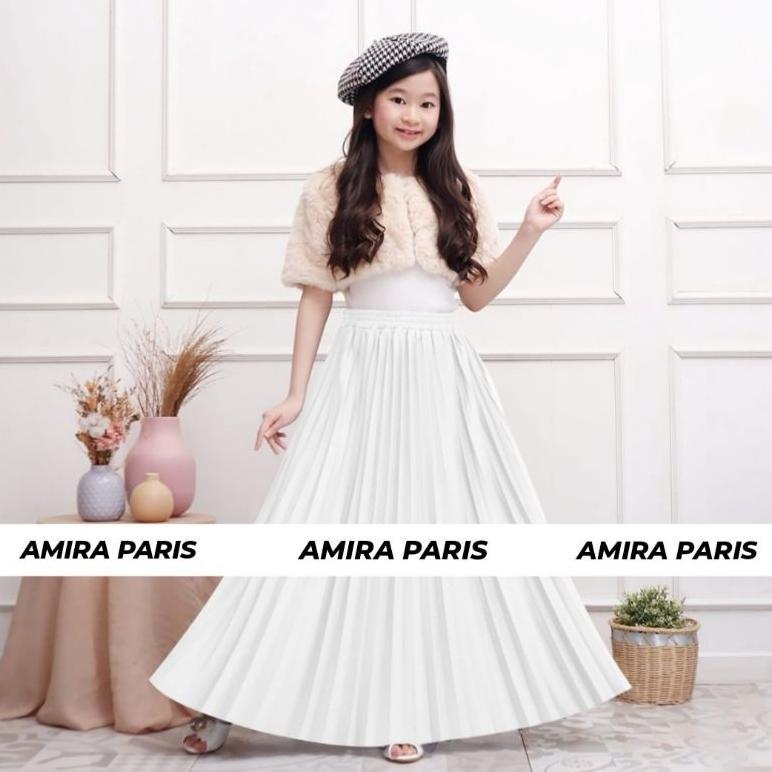ROK PLISKET PREMIUM PUTIH ANAK PEREMPUAN 4 - 12 TAHUN [COD]
