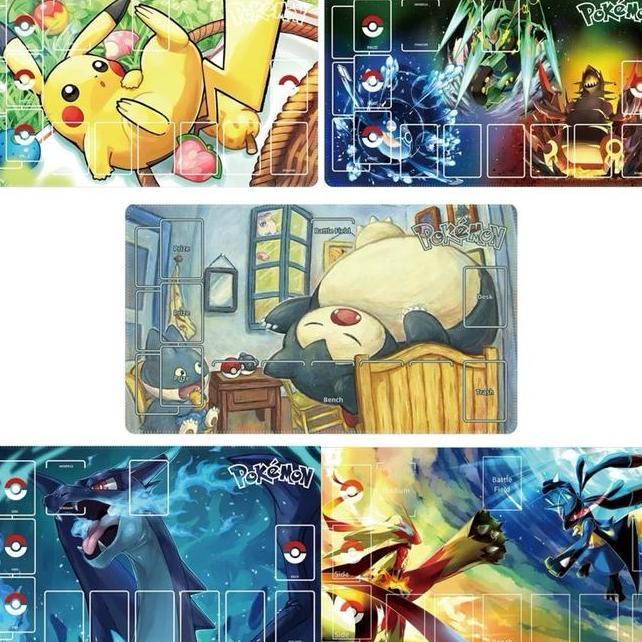Playmat Alas Bermain Kartu Tcg Pokemon Pikachu Raiquaza Kyogre Groudon Snorlax Mega Charizard Blazik