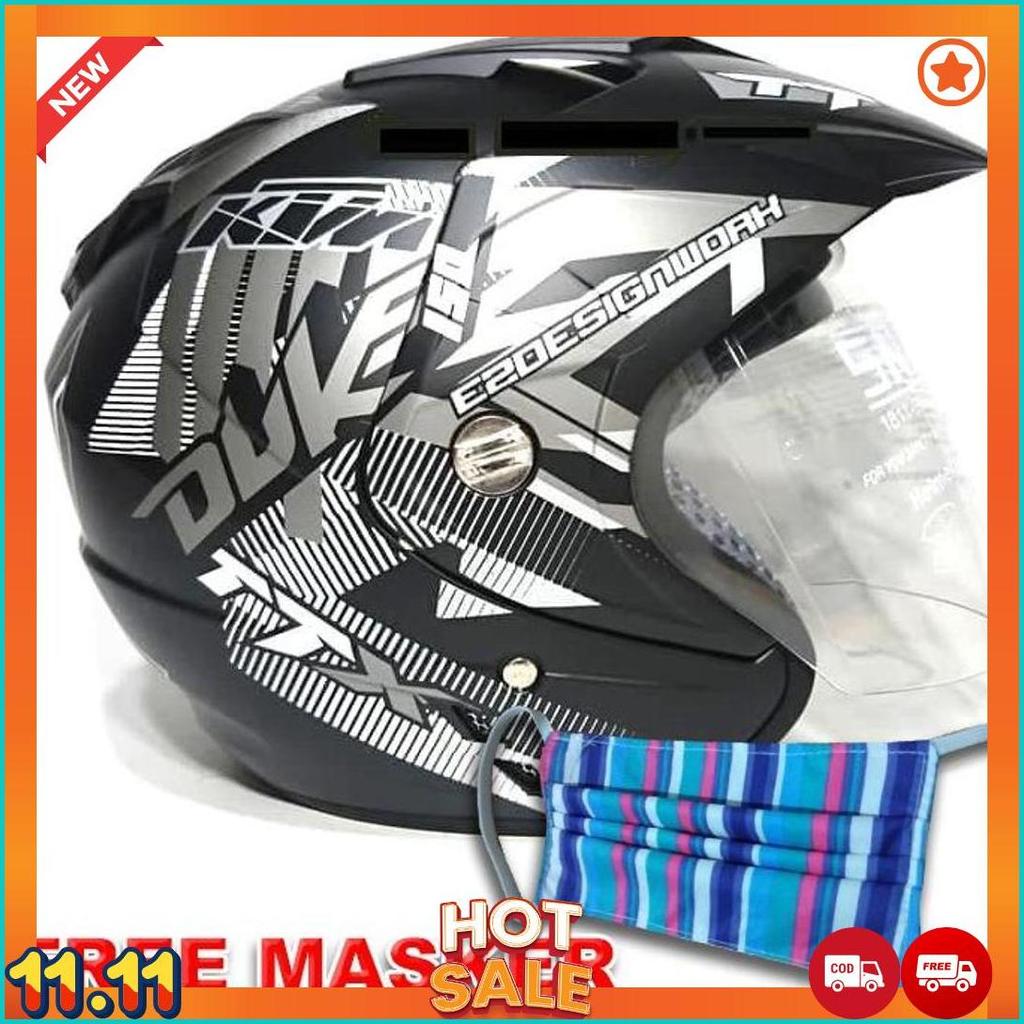 11.11 Helmet Double Visor Dua Kaca Helem Duke Doff  Helm Cod