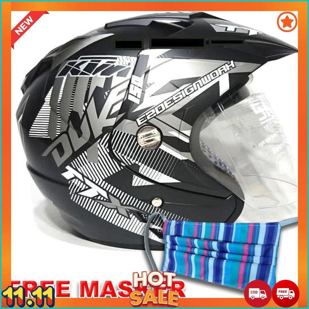 11.11 Helmet Double Visor Dua Kaca Helem Duke Doff  Helm Cod