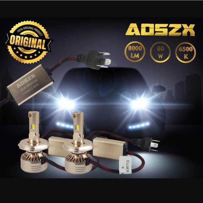 Bohlam Headlamp Lampu Led H-4 AOSZX H4 Turbo LED 8000LM Lumen 6500K 80W CANBUS EMC BEST QUALITY