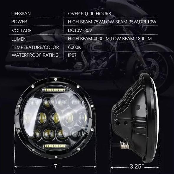 LED HEADLAMP LAMPU DAYMAKER MOBIL 7 INCHI DAYMAKER MOTOR 7 INCHI PREMIUM