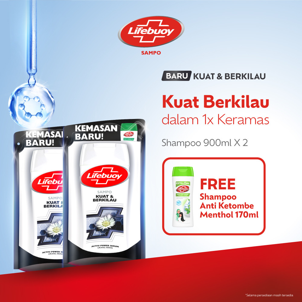 Lifebuoy Shampoo Kuat & Berkilau, Strong & Shiny Lawan Kuman Penyebab Masalah Rambut & Rambut Kusam 