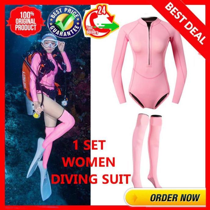 Promo Wetsuit wanita 3mm neoprene divingsuit woman - Wetsuit Zipper WS13 Diskon