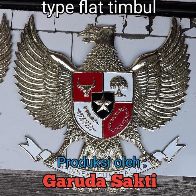 Lambang garuda kuningan flat timbul 60 cm