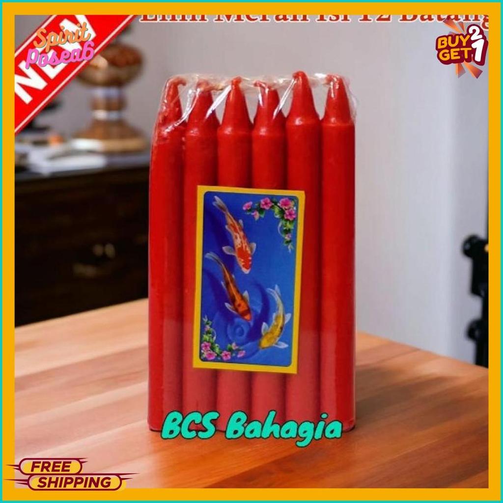 50% Off Lilin Merah Sembahyang Isi 12 Batang Ukuran Besar / Lilin Sembahyang / Lilin Merah / Lilin P