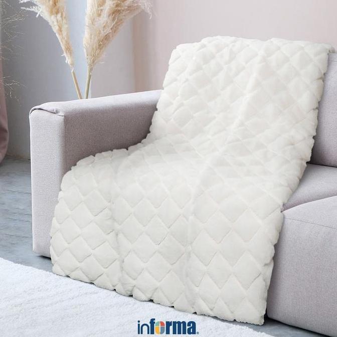INFORMA 127X152 CM DEMI SELIMUT THROW FAUX FUR - PUTIH