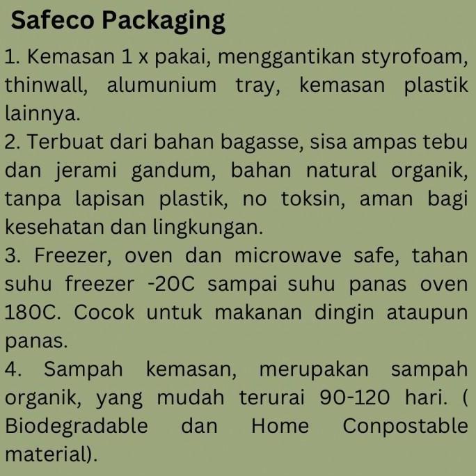 New- Bagasse Safeco Wide 1350 ML Kotak Tempat Makanan Food Box  Kotak Tempat Makan Packaging Kemasan