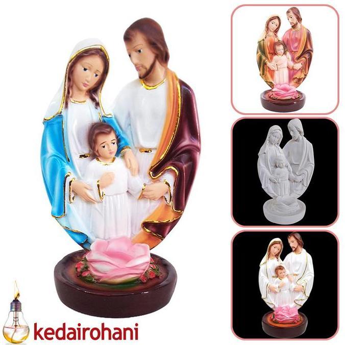 $$$$] Patung Keluarga Kudus Nazaret Tempat Lilin Yesus Maria Yosef 21 cm