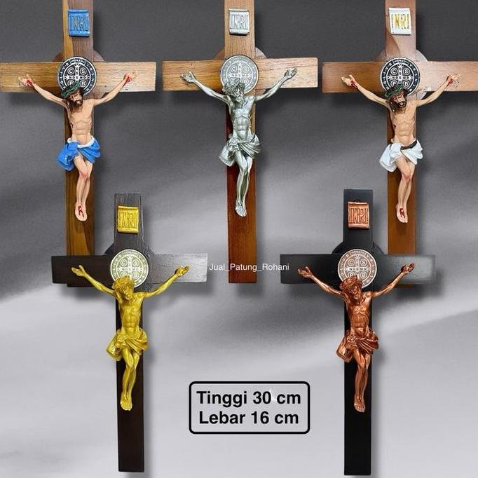 ,,,,,,,] Salib Dinding Yesus Benediktus 30 cm