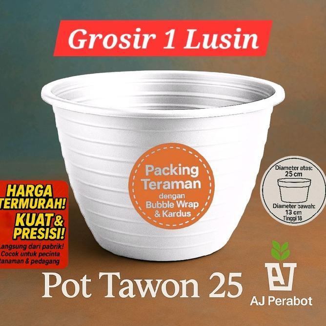 Grosir 1 Lusin Pot Ukuran 25 Pot Pot Bunga Pot Plastik Pot Kembang