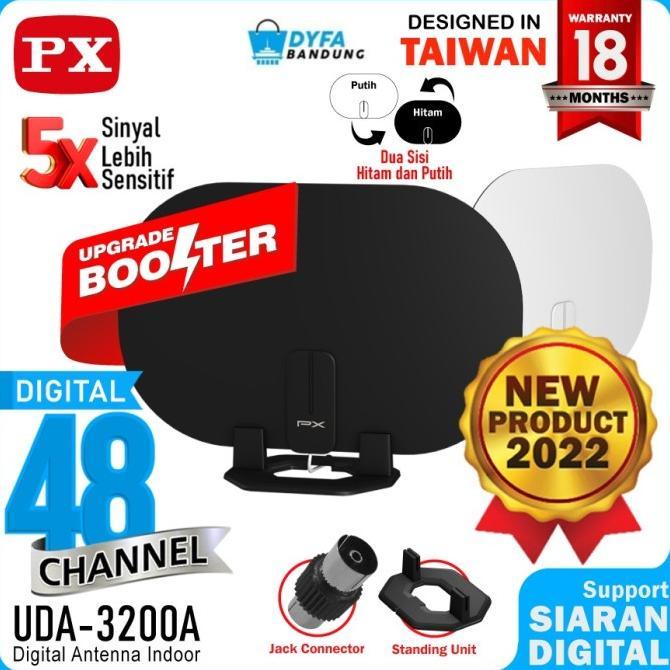 Antena TV Digital Analog Indoor Dinding DVB T2 + Booster PX UDA-3200A