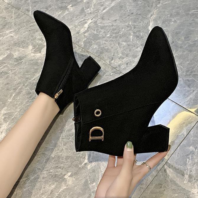 sepatu boots heels wanita fashion korea musim dingin dira Shoes