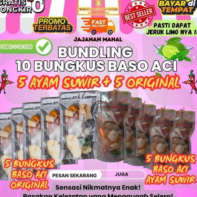 Mix 10 Bks 30 Ribu Baso Aci 5 Ayam Suwir 5 Jajanan Grosir Gratis Ongkir Baso Aci 10 Pcs 30K Bakso Ac
