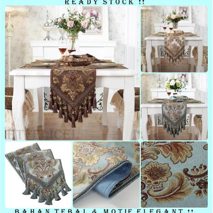 European Table Runner / Taplak Meja Tamu Tebal Bordir Timbul Meja Makan Buffet Premium  Elegant Panj