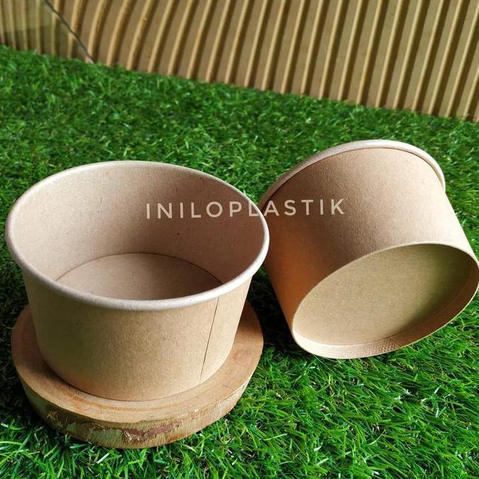 New- Paper Bowl Brown Polos 360ml / Kraft Paper Bowl 360 ml Cokelat