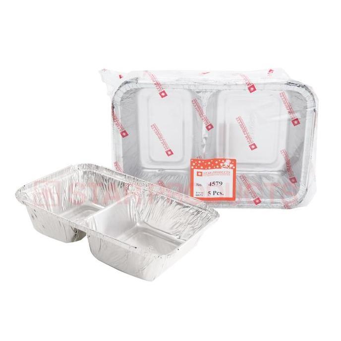 New- Aluminium Tray 4579-P / 900ml isi 25pc sekat 2 + Tutup