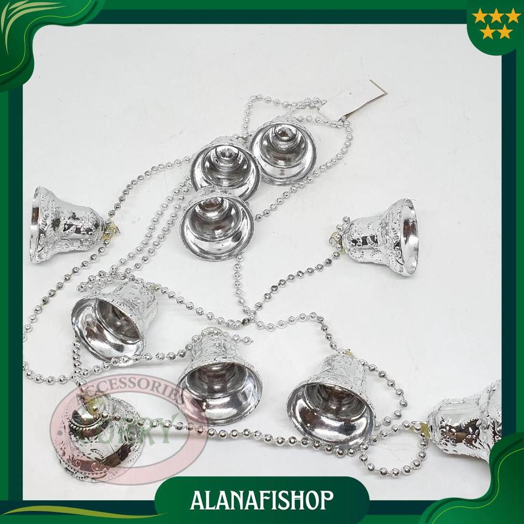 Rantai Pohon Natal Lonceng Silver Perak Hiasan Christmas 1.5 Meter Co Ori