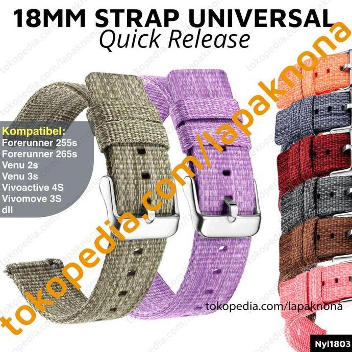 18mm CANVAS NYLON Strap Garmin Venu 3s 2s / Forerunner 265s 255s Music / Vivoactive 4s / Vivomove 3s
