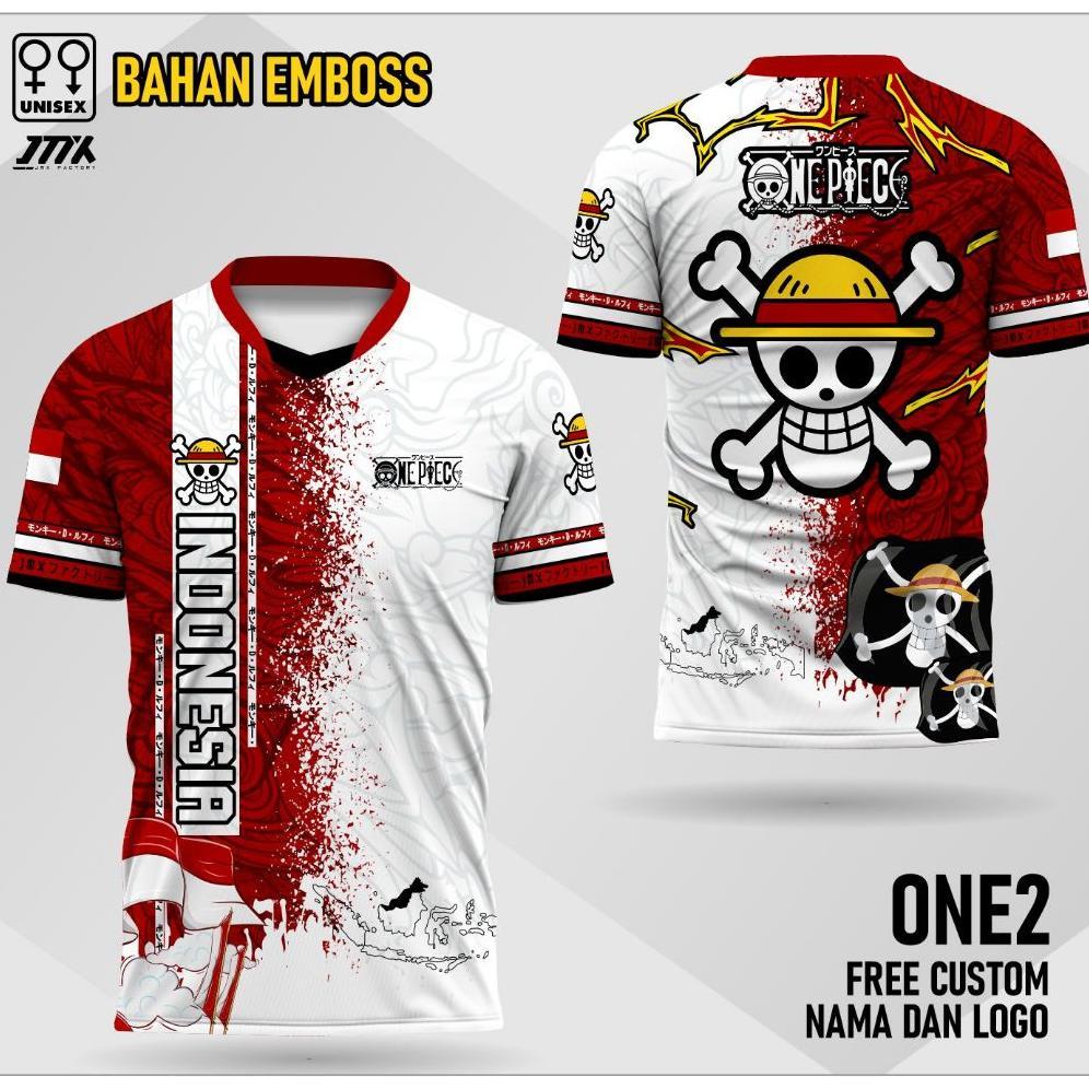 jersey merah putih one piece jersey kemerdekaan indonesia one piece 80-one2 bahan emboss