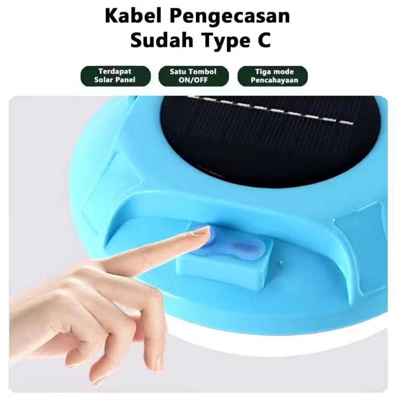 Lampu Emergency UFO Gantung Camping Penerangan LampnUFO Solar Panel Lampu emergency