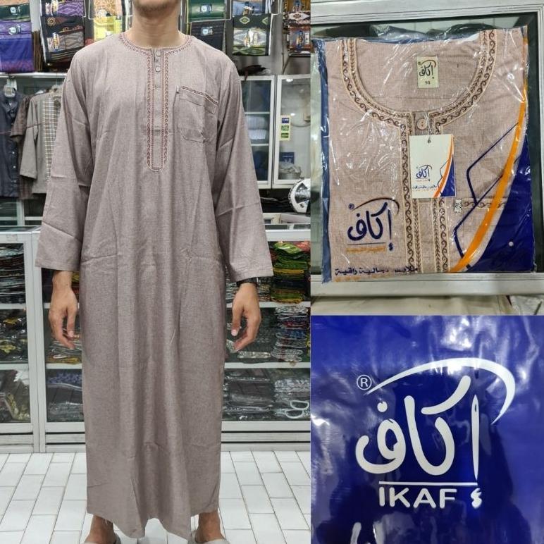 AH FORMOSA Gamis Pria Ikaf Jubah Pria Ikaf Dewasa Lengan Panjang Katun Madinah Original