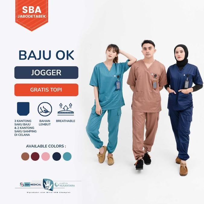 Baju Ok Jogger | Baju Ok Toyobo | Baju Jaga Dokter - Scrub Medis Lengan Pendek