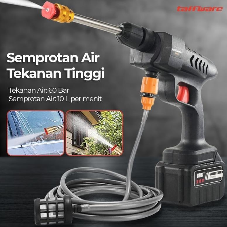 Glowtone - Paket Alat Mesin Cuci Mobil Motor Ac Cordless Portable Rechargeable Jet Cleaner Jet Washe