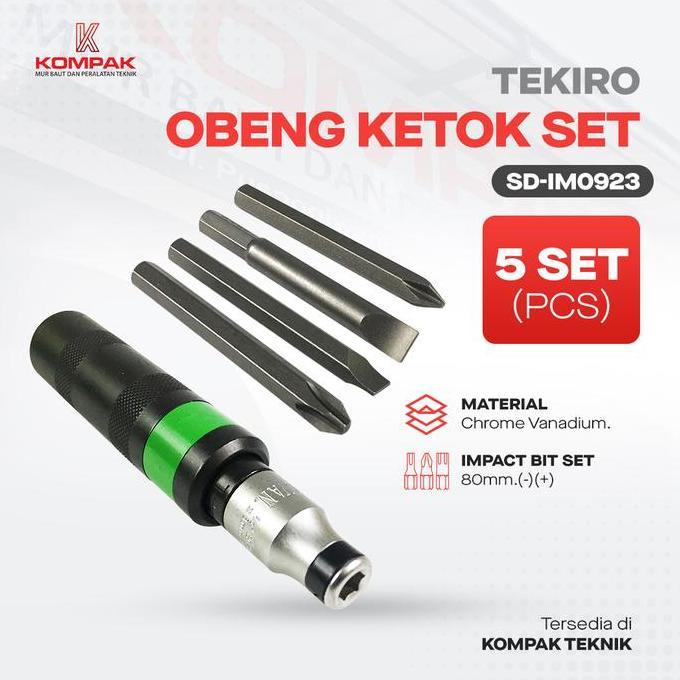 HARGA DISC - OBENG KETOK 5PCS TEKIRO IMPACT DRIVER DREI GEDOK OBENG GEDOK