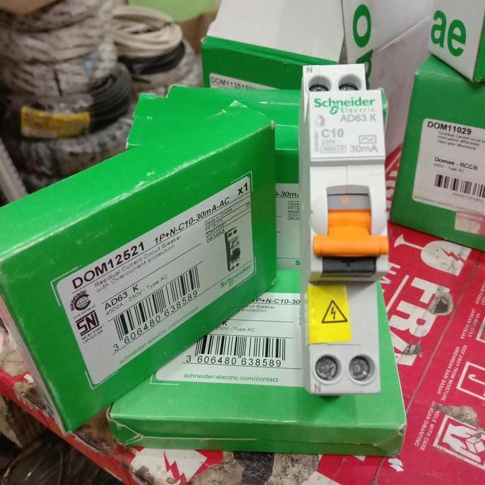 rcbo slim DOM12521 1p+N 10a 30mA AC Schneider Original