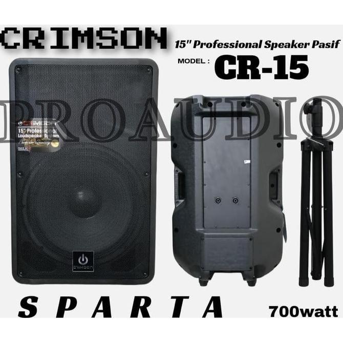 SPEAKER PASIF 15 Inch + STAND 1000 Watt SUPER BASS Crimson - SPARTA