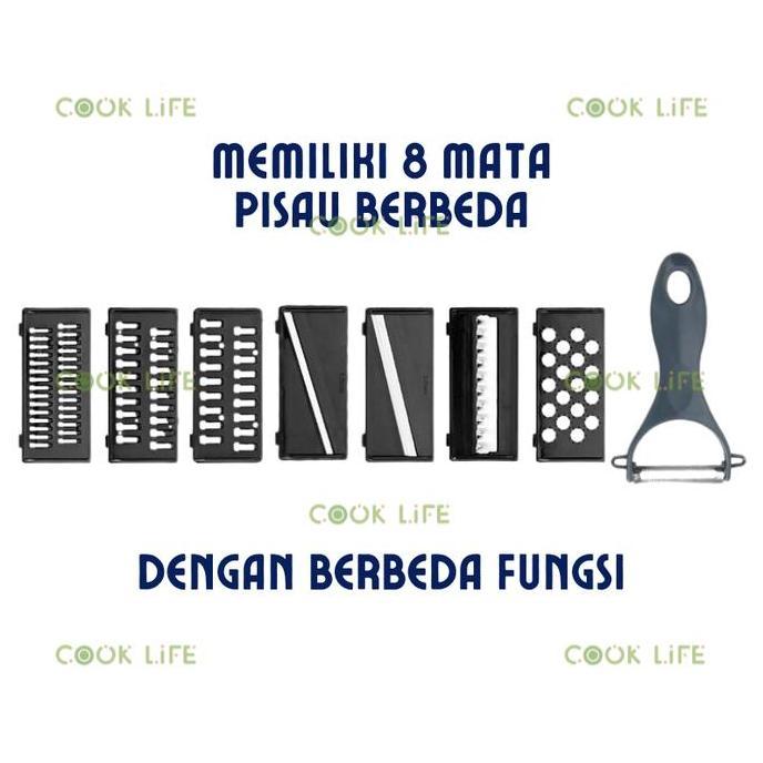 New- alat Parut Serbaguna Multifungsi Mangkok Putih 7IN1 Vegetable Fruit Cutter Parutan Manual pemot