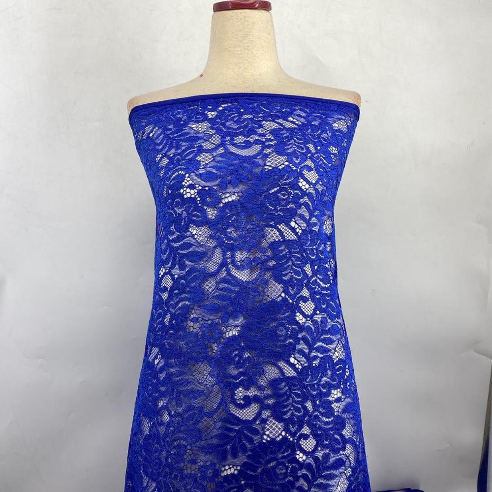 Kain Brokat Lace Motif Bunga Rose Bloom ( Biru Elektrik )
